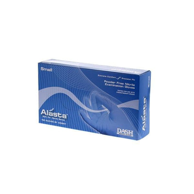 Dash Medical Gloves Inc Gloves Exam Alasta Soft Fit Powder-Free Nitrile Latex-Free Small Blue 100/Bx, 10 BX/CA - ALS100S