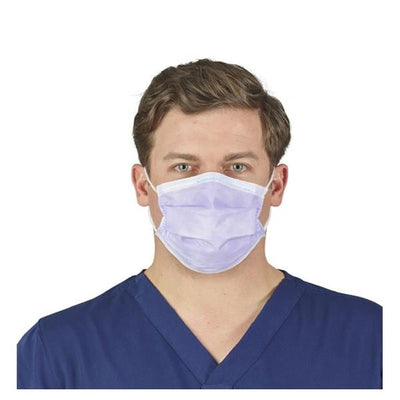 O & M Halyard Mask Procedure FluidShield Procedural ASTM Level 1 Lavender 50/Bx, 10 BX/CA - 25868