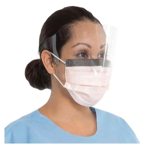 O & M Halyard Mask / Shield Combination Procedure FluidShield ASTM Level 3 Orange 25/Bx, 4 BX/CA - 47147