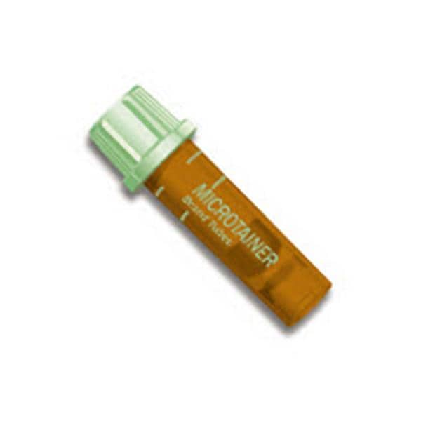 Becton Tube Capillary Microgard 400-600ul 8mm Plstc Lthm Hep/Gl Mint Green/Amber 50/Bx, 4 BX/CA - Dickinson - 365987
