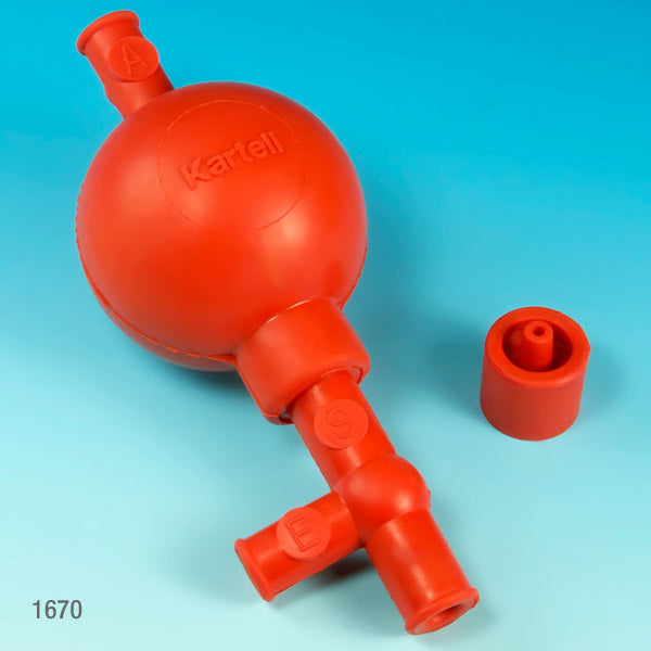 Globe Scientific Pipette Filler Bulb, With Adapter, Synthetic Rubber, Red - GS-1670