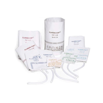 GE Precision Healthcare Cuff Blood Pressure Critikon Classic-Cuf 7-13cm Neo 4 Arm White/Navy Blue 20/CA - 2623