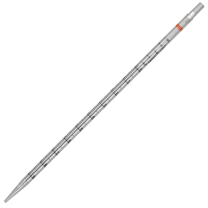 Globe Scientific 10mL, Serological Pipette, Diamond® Essentials™, PS, Standard Tip, 345mm, STERILE, Orange Striped, Individually Wrapped - GS-1762