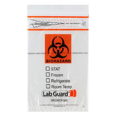 Medegen Medical Products, LLC Specimen Transport Bag Clear/Black/Orange Zip/ Flap Closure With Pouch 1000/Ca - 4075
