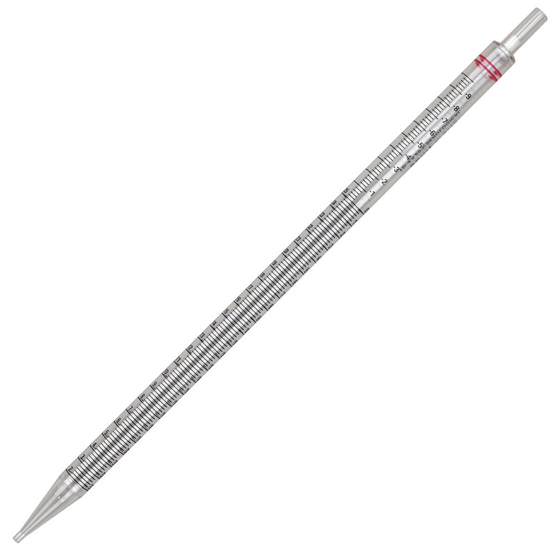 Globe Scientific 25mL, Serological Pipette, Diamond® Essentials™, PS, Standard Tip, 345mm, STERILE, Red Striped, Individually Wrapped - GS-1785