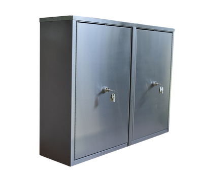 Omnimed Large Twin Double Door Narcotic Cabinet with 8 Shelves, 8"/Deep
