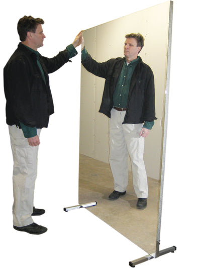Glassless mirror, stationary with stand, vertical, 36" W x 72" H