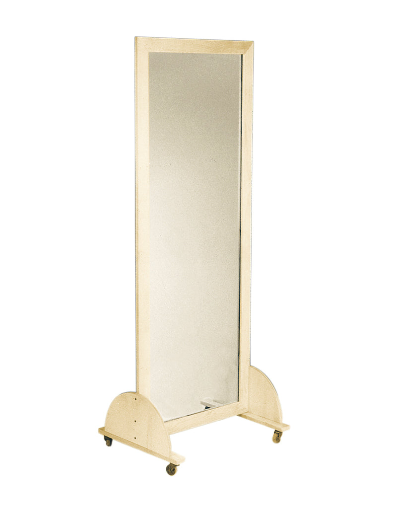 Glass mirror, mobile caster base, vertical, 28" W x 75" H