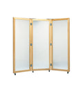 Glass mirror, mobile caster base, 3-panel mirror, 22" W x 60" H
