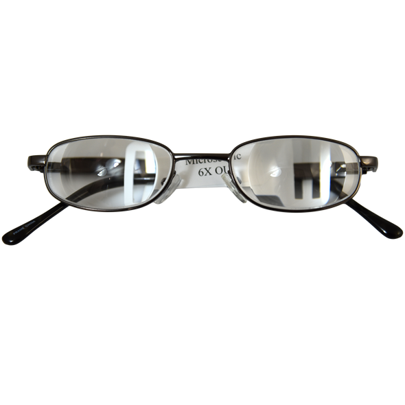 PEWTER METAL 6X 24D MICROSCOPIC ASPHERIC LENTICULAR SPECTACLES