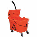 Orange Plastic Mop Bucket and Wringer 8-3/4 gal.