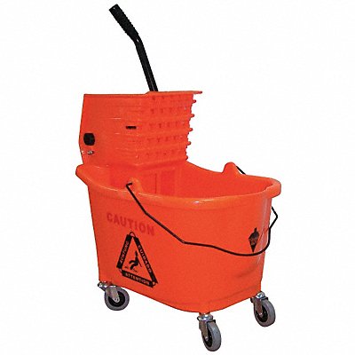Orange Plastic Mop Bucket and Wringer 8-3/4 gal.