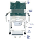 MJM International, Superior Shower Chair (18"), Dual Swing Away Armrests, Sliding Footrest, Soft Seat, Sq. Pail - FE-20-4281