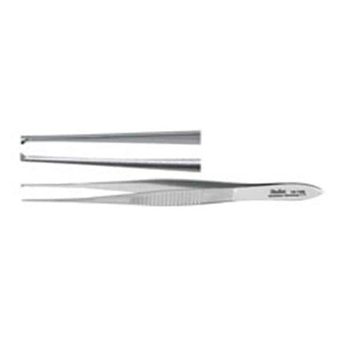 Miltex Forcep Tissue Iris 4" .6mm Wide Straight 1x2 Teeth Stainless Steel Each - Integra Miltex - 18-785