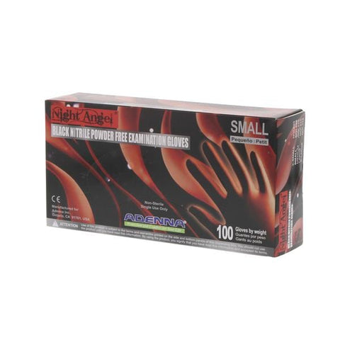 Adenna, Inc Gloves Exam Night Angel Powder-Free Nitrile Latex-Free Small Black 1000/Ca - NGL222