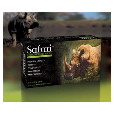 Safari by Mexpo Gloves Exam Safari Powder-Free Nitrile Latex-Free Large Black 10/Ca - SFR 87528-B-N-PF