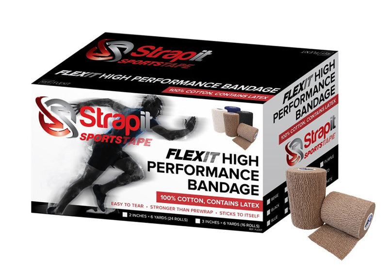 Flexit High Performance Bandage, 3 inch X 6 yard roll, case of 16 rolls, Tan