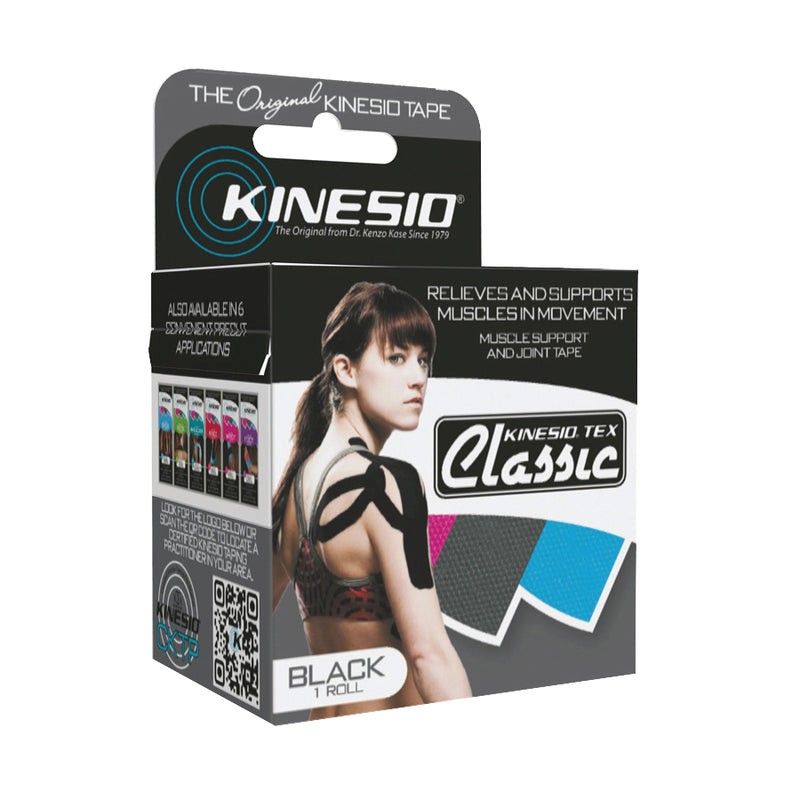 Kinesio Tape, Tex Classic, 2" x 4.4 yds, Black, 6 Rolls