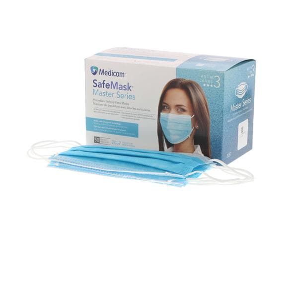 Medicom Mask Procedure SafeMask Master Series ASTM Level 3 Ocean Surf Size 50/Bx, 10 BX/CA - 2057