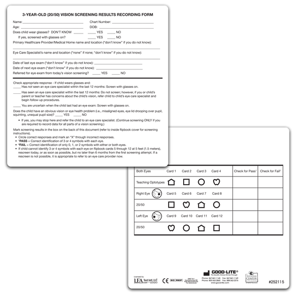 EYE CHECK 20/50 RECORDING FORM