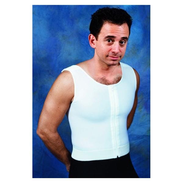 ES Medical Vest Compression Gynecomastia Men White Size X-Large Each - PP09XL