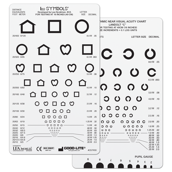 LEA SYMBOLS® AND LANDOLT C NEAR VISION CARD