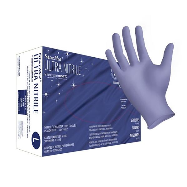 Sempermed USA, Inc Gloves Exam StarMed Ultra Powder-Free Nitrile Latex-Free XL Violet Blue 225/Bx, 10 BX/CA - SMTN255