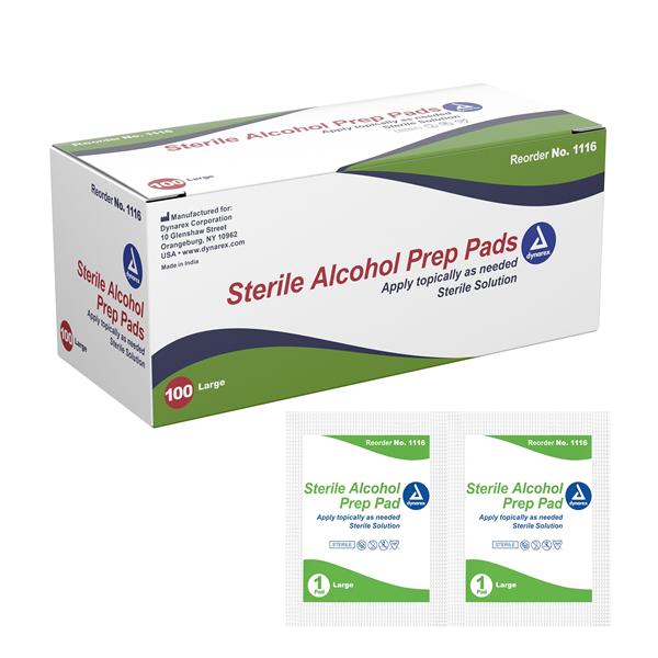 Dynarex Corporation Pad Prep Isopropyl Alcohol 70% Large 1000/Ca - 1116