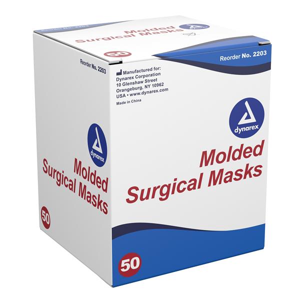 Dynarex Corporation Mask Molded ASTM Level 1 Blue Cone 20bx/Ca - 2203