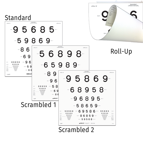 LEA NUMBERS® 15-LINE TRANSLUCENT ETDRS-STYLE DISTANCE CHARTS FOR ESV3000 CABINET