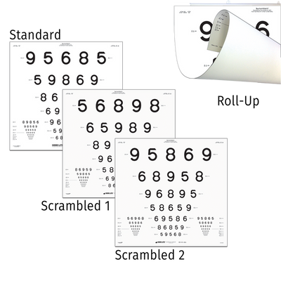 LEA NUMBERS® 15-LINE TRANSLUCENT ETDRS-STYLE DISTANCE CHARTS FOR ESV3000 CABINET