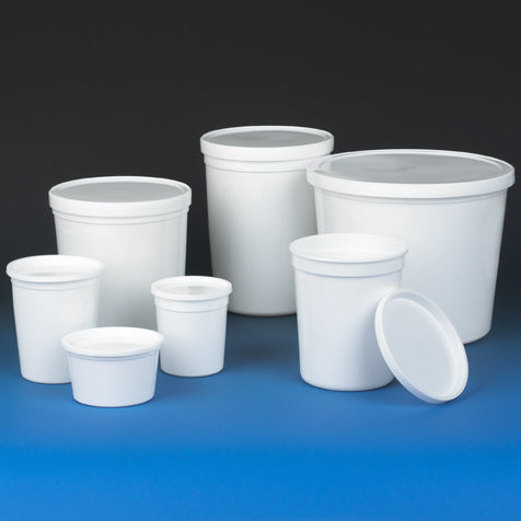 Globe Scientific Container, Multi-Purpose, PP, Economy Style, 32oz (960mL), Separate LDPE Snap Lid, White - GS-271032W