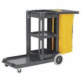 Black Janitor Cart 56 L x 19-3/4 W x 38 H Number of Shelves 1