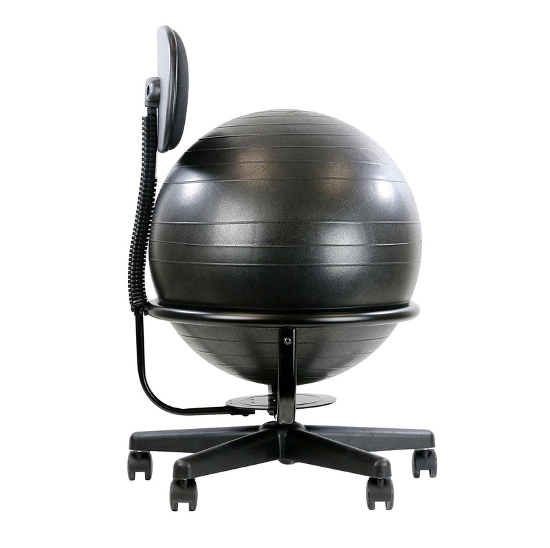 CanDo Ball Chair - Metal - Mobile - with Back - no Arms - with 22" Black Ball - FE-30-1790