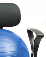 CanDo Ball Chair - Metal - Mobile - with Back - with Arms - with 22" Blue Ball - FE-30-1791B
