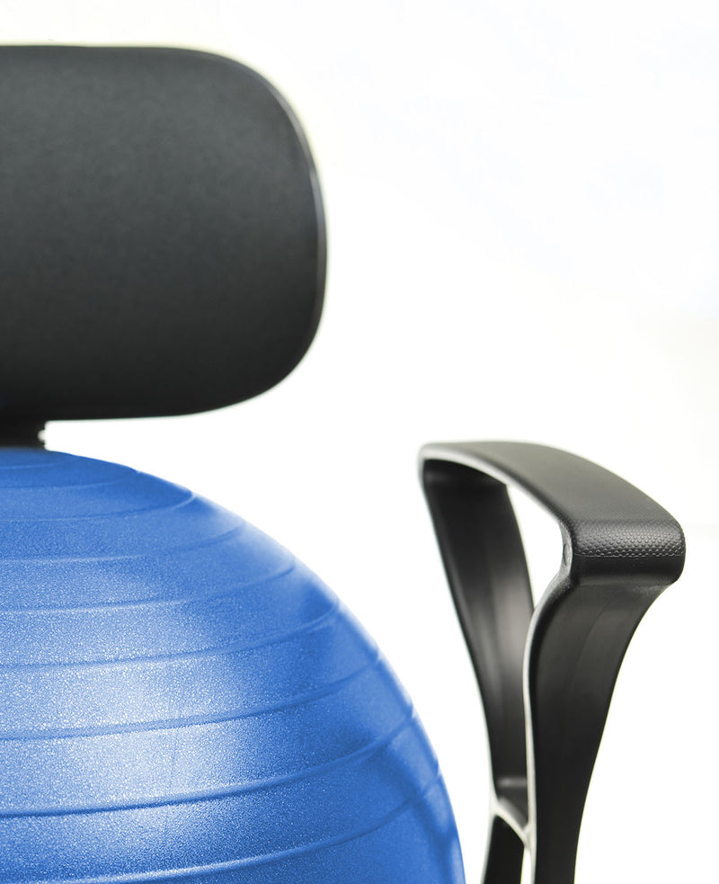 CanDo Ball Chair - Metal - Mobile - with Back - with Arms - with 22" Blue Ball - FE-30-1791B