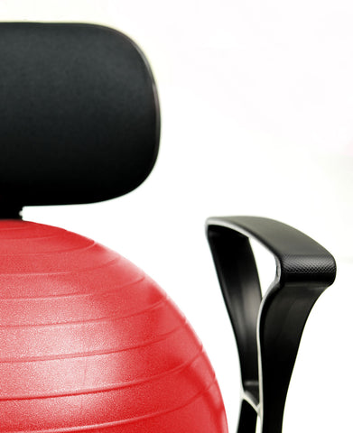 CanDo Ball Chair - Metal - Mobile - with Back - with Arms - with 22" Red Ball - FE-30-1791R