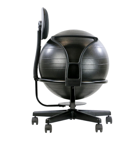 CanDo Ball Chair - Metal - Mobile - with Back - with Arms - with 22" Black Ball - FE-30-1791
