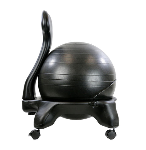 CanDo Ball Chair - Plastic - Mobile - with Back - Adult Size - with 22" Black Ball - FE-30-1792