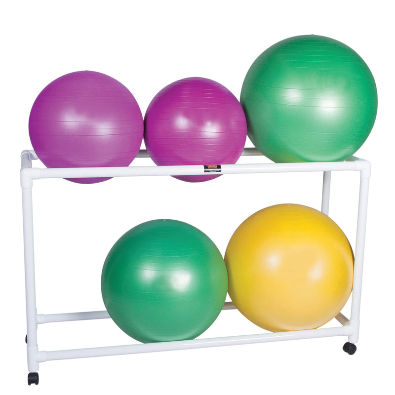 Inflatable Exercise Ball - Accessory - PVC Stationary Floor Rack, 62" x 20" x 12", 2 Shelf
