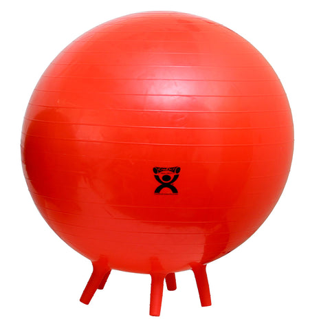 CanDo Inflatable Exercise Ball - with Stability Feet - Red - 30" (75 cm)