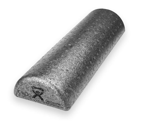 CanDo Foam Roller - Black Composite - Extra Firm - 6" x 18" - Half-Round
