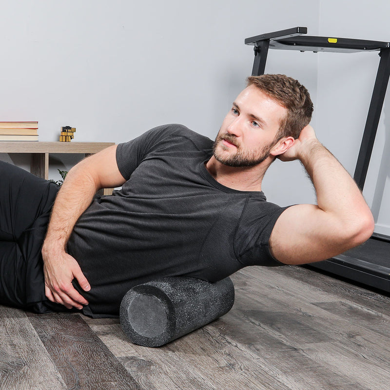 CanDo 2-Layer Round Foam Roller - 6" x 15" - Black - Extra-Firm - FE-30-2399