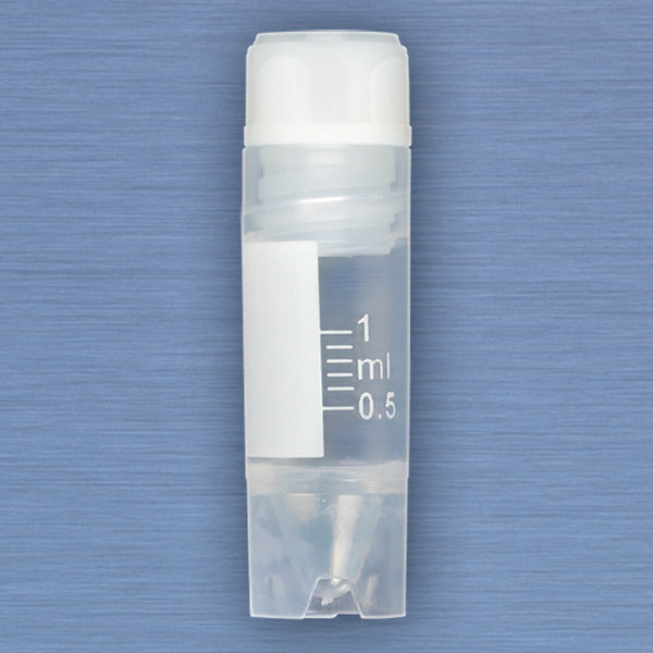 Globe Scientific CryoClear Vials, 1.0mL, STERILE, Internal Threads, Attached Screwcap with Co-Molded Thermoplastic Elastomer (TPE) Sealing Layer, Conical and Round Bottom, Printed Graduations, Writing Space and Barcode
