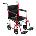 Drive Medical Deluxe Fly-Weight Aluminum Transport Chair with Removable Casters - RTLFW19RW-RD