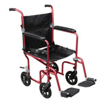 Drive Medical Deluxe Fly-Weight Aluminum Transport Chair with Removable Casters - RTLFW19RW-RD
