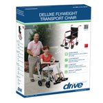Drive Medical Deluxe Fly-Weight Aluminum Transport Chair with Removable Casters - RTLFW19RW-RD