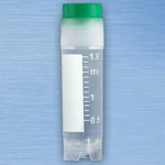 Globe Scientific CryoClear Vials, 2.0mL, STERILE, Blue Cap, External Threads, Attached Screwcap with Co-Molded Thermoplastic Elastomer (TPE) Sealing Layer, Round Bottom, Self-Standing, Printed Graduations, Writing Space and Barcode