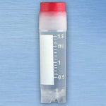 Globe Scientific CryoClear Vials, 2.0mL, STERILE, Blue Cap, External Threads, Attached Screwcap with Co-Molded Thermoplastic Elastomer (TPE) Sealing Layer, Round Bottom, Self-Standing, Printed Graduations, Writing Space and Barcode