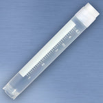 Globe Scientific CryoCLEAR vials, 3.0mL, 4.0mL and 5.0mL, STERILE, External Threads, Attached Screwcap with Co-Molded Thermoplastic Elastomer (TPE) Sealing Layer, Round Bottom, Self-Standing, Printed Graduations, Writing Space and Barcode, 50 of Bag